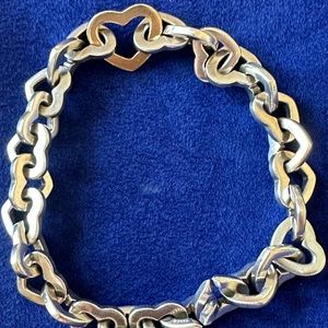 Sterling silver and gold heart bracelet by Tiffany size 7-7.5